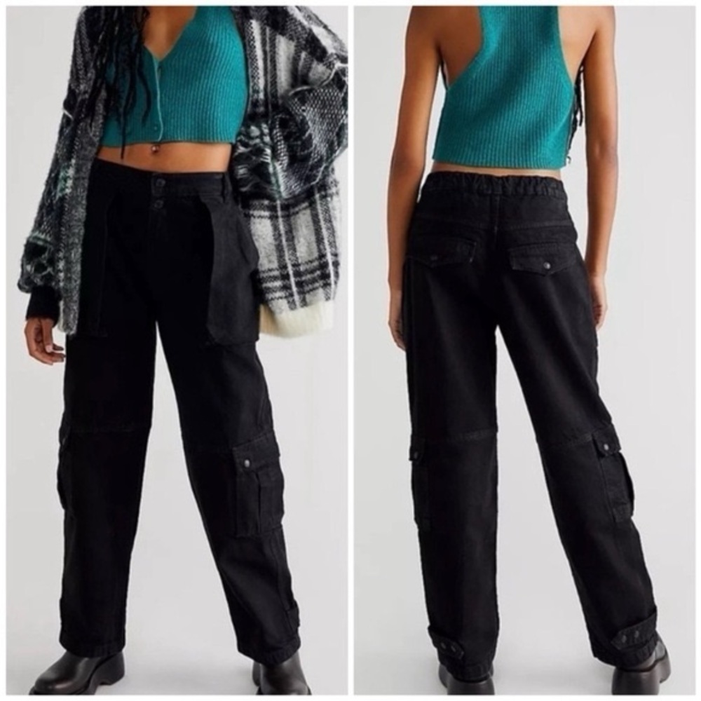 We The Free by Free People Marx Slouchy Cargo Jeans Women’s 25 Black Oversized